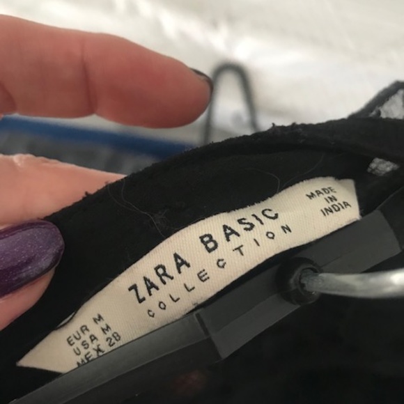 Zara Black Sheer Boho Ruffle Top - Picture 4 of 4